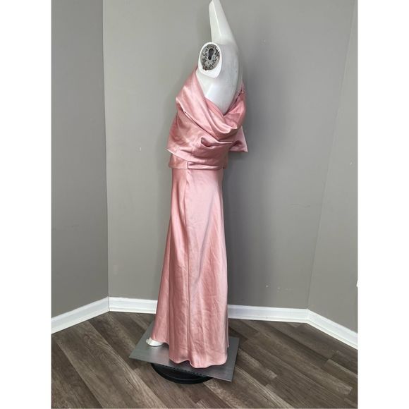 Amsale Draped Satin Pencil Midi-Dress - Picture 9 of 12